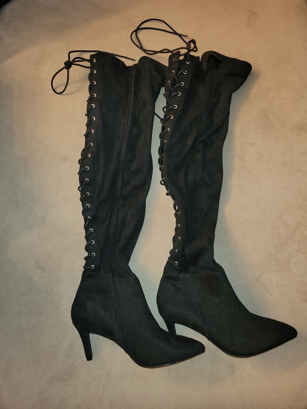 Torrid Over the Knee Heel Lace Up Boots 9 Wide 9W